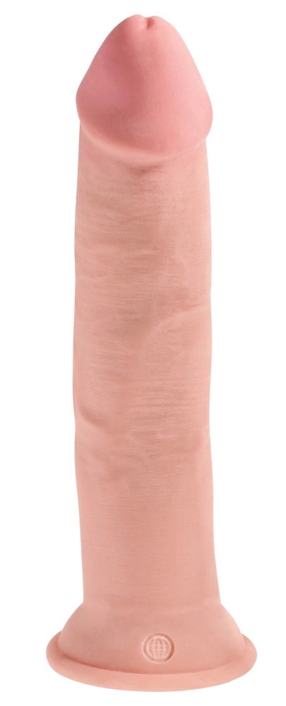 Realistyczne zakrzywione dildo do masturbacji wykonane z beżowych termoplastycznych elastomerów z przyssawką King Cock Plus 26 cm  Realistyczne zakrzywione dildo do masturbacji wykonane z beżowych termoplastycznych elastomerów z przyssawką King Cock Plus 26 cm