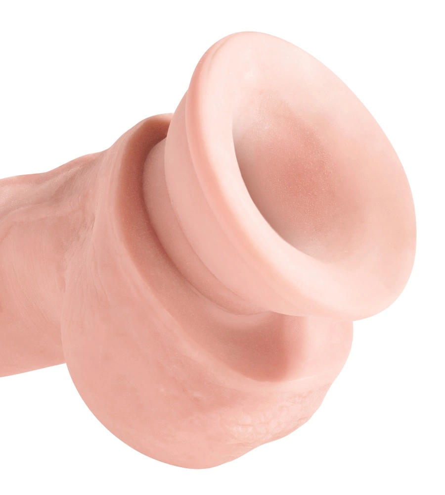 Realistyczne zakrzywione dildo silikonowe do masturbacji w kolorze beżowym z przyssawką King Cock KCP 8 TD Realistyczne zakrzywione dildo silikonowe do masturbacji w kolorze beżowym z przyssawką King Cock KCP 8 TD