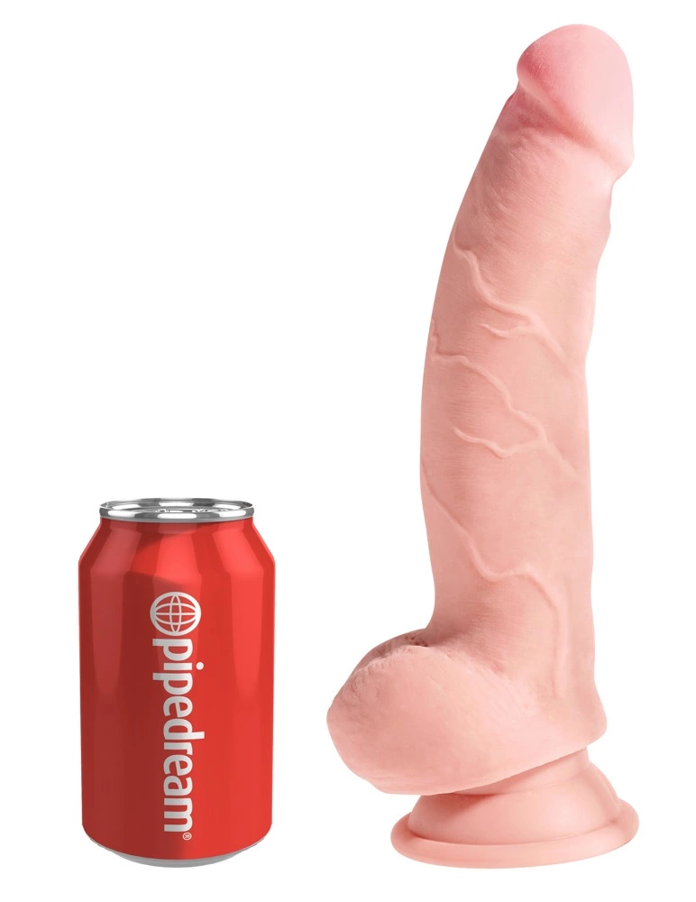 Realistyczne zakrzywione dildo silikonowe do masturbacji w kolorze beżowym z przyssawką King Cock KCP 8 TD Realistyczne zakrzywione dildo silikonowe do masturbacji w kolorze beżowym z przyssawką King Cock KCP 8 TD