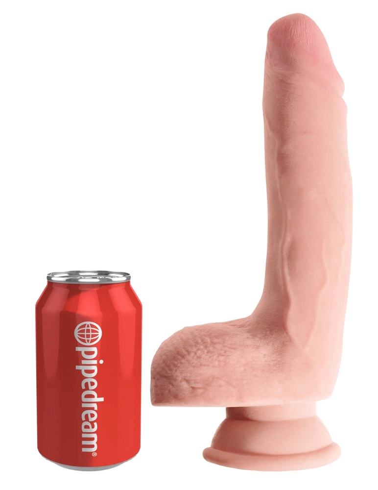 Realistyczne dildo silikonowe do masturbacji w kolorze beżowym z przyssawką King Cock KCP 9 TD Realistyczne dildo silikonowe do masturbacji w kolorze beżowym z przyssawką King Cock KCP 9 TD