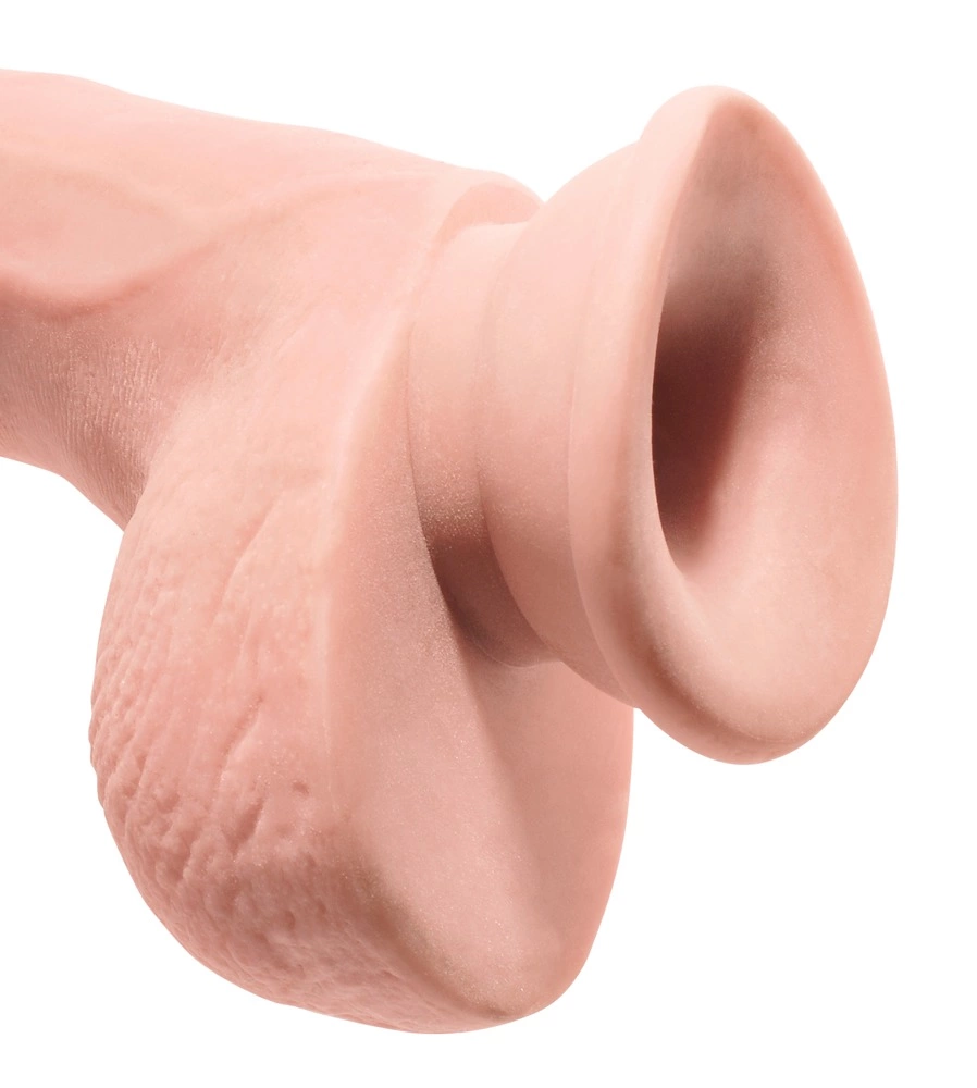 Realistyczne dildo silikonowe do masturbacji w kolorze beżowym z przyssawką King Cock KCP 9 TD Realistyczne dildo silikonowe do masturbacji w kolorze beżowym z przyssawką King Cock KCP 9 TD