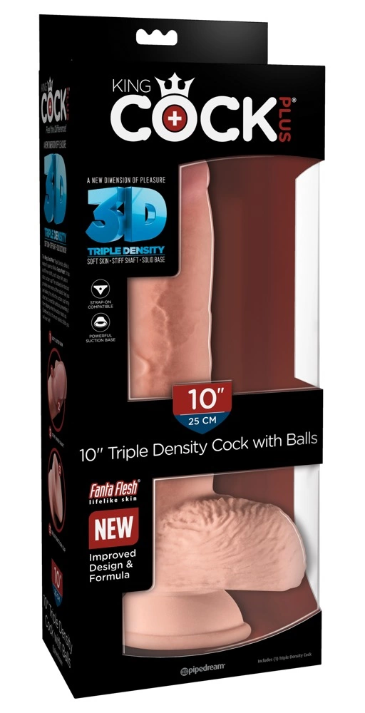 Realistyczne dildo silikonowe do masturbacji w kolorze beżowym z przyssawką King Cock KCP 10 TD