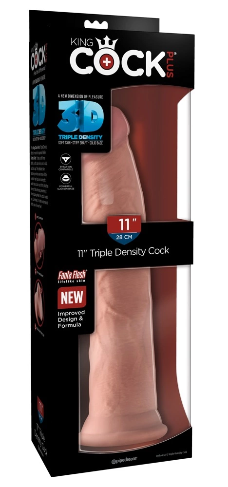 Realistyczne zakrzywione dildo do masturbacji wykonane z beżowych termoplastycznych elastomerów z przyssawką King Cock Plus 29 cm 