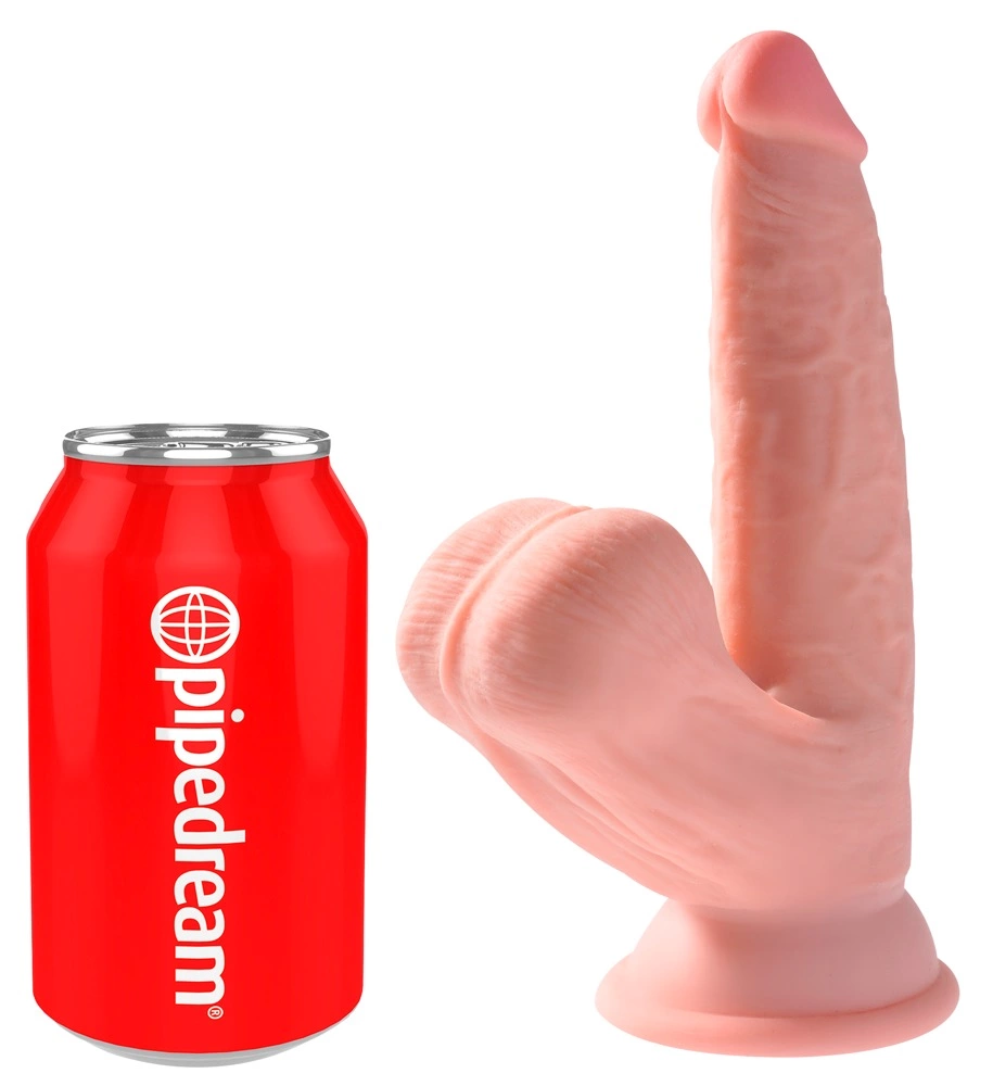 Realistyczne dildo silikonowe do masturbacji w kolorze beżowym z przyssawką King Cock TDC With Swinging Realistyczne dildo silikonowe do masturbacji w kolorze beżowym z przyssawką King Cock TDC With Swinging