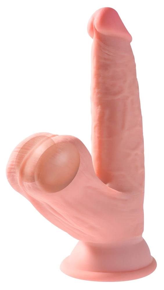 Realistyczne dildo silikonowe do masturbacji w kolorze beżowym z przyssawką King Cock TDC With Swinging Realistyczne dildo silikonowe do masturbacji w kolorze beżowym z przyssawką King Cock TDC With Swinging