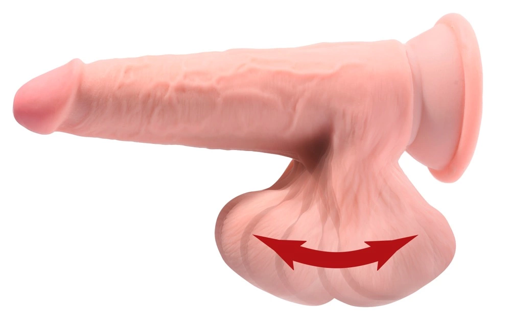 Realistyczne dildo do masturbacji z kulkami w jądrach wykonane z TPE w kolorze beżowym z przyssawką King Cock Plus 20 cm Realistyczne dildo do masturbacji z kulkami w jądrach wykonane z TPE w kolorze beżowym z przyssawką King Cock Plus 20 cm
