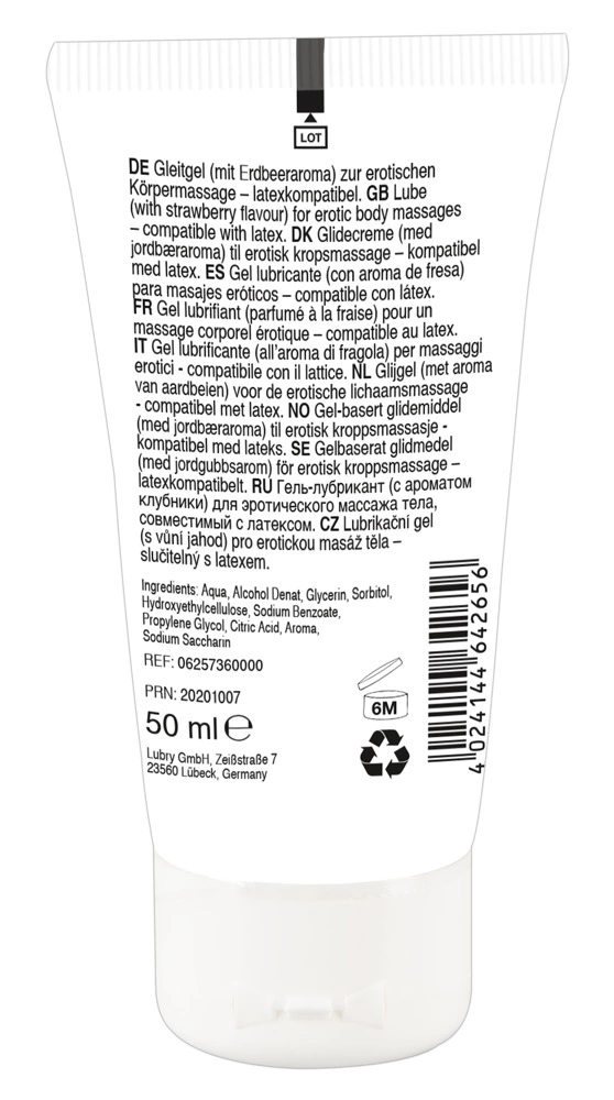 Żel do erotycznego masażu o smaku truskawki Lick It 50 ml
