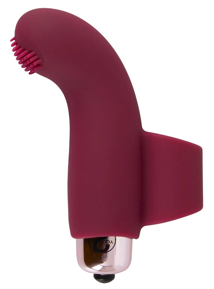 Miniwibrator na palec do stymulacji łechtaczki wykonany z silikonu w kolorze czerwonym Magic Shiver Finger Vibe