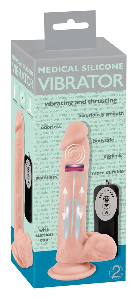 Medyczny wibrator wstrząsowy wykonany z beżowego silikonu Medical Silicone 21 cm