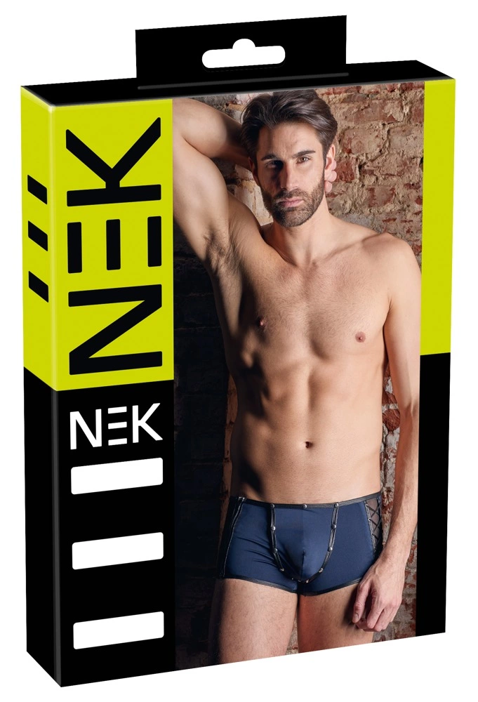NEK Bokserki męskie XL mikrofibra siateczka niebieskie kontrastowe