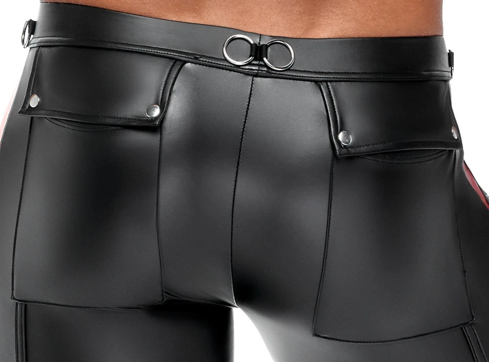 NEK Spodnie męskie matowe czarne z czerwonymi akcentami S