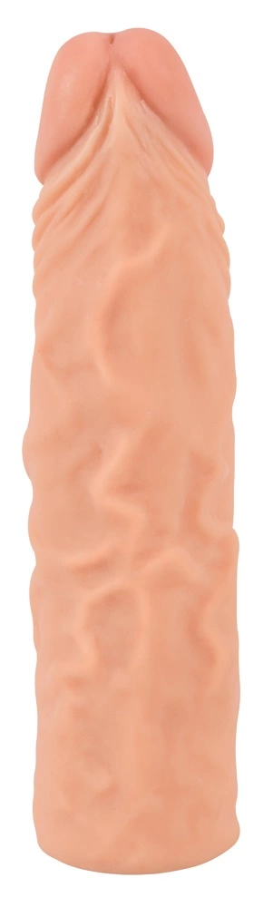 Realistyczna nakładka na penisa wykonana z silikonu w kolorze beżowym Nature Skin 19 cm