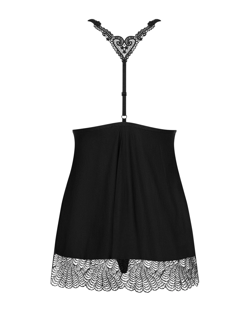 Obsessive Chiccanta koszulka nocna czarna L/XL z satynową kokardką