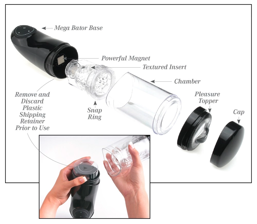 Czerwony masturbator do masturbacji penisa z ruchem obrotowym i oporowym z przyssawką Pipedream PET Mega-Bator Mouth