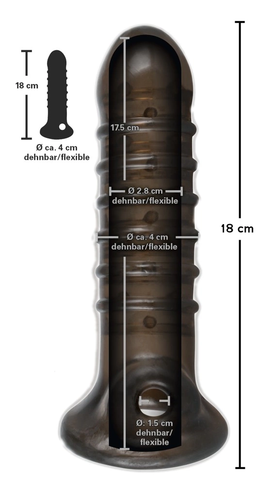 Nakładka na penisa i jądra wykonana z silikonu w kolorze czarnym Rebel 18 cm Nakładka na penisa i jądra wykonana z silikonu w kolorze czarnym Rebel 18 cm