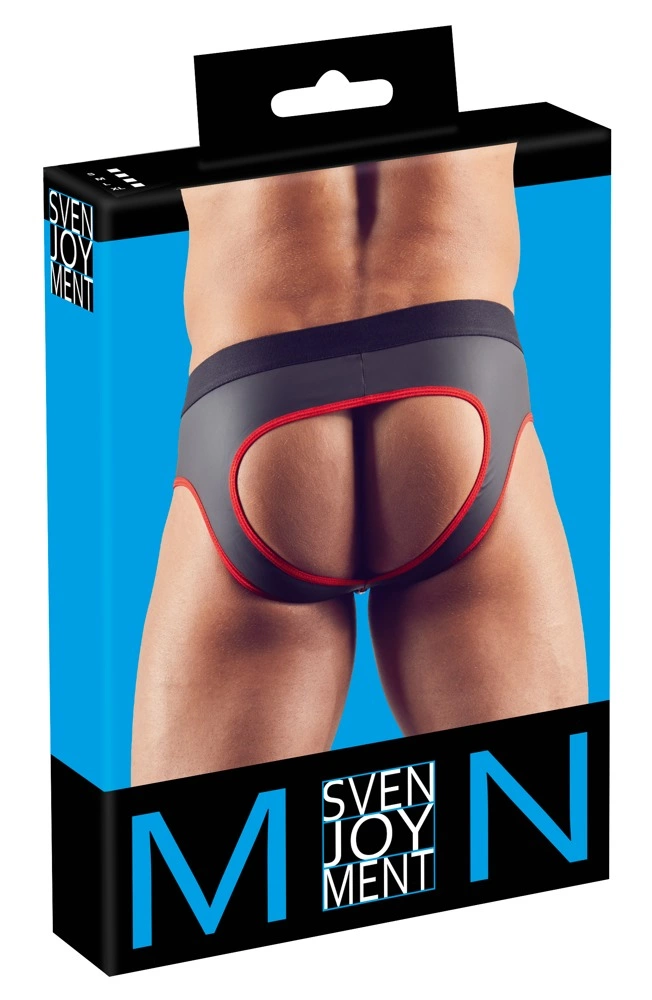 Svenjoyment - Seksowne Jockstrap Otwarte Z Tyłu I Zamkiem Na Penisa Czarno/Czerwone L