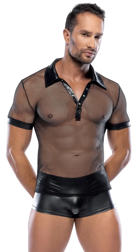 Svenjoyment Polo Mesh Czarna Koszulka Męska z Kołnierzykiem L