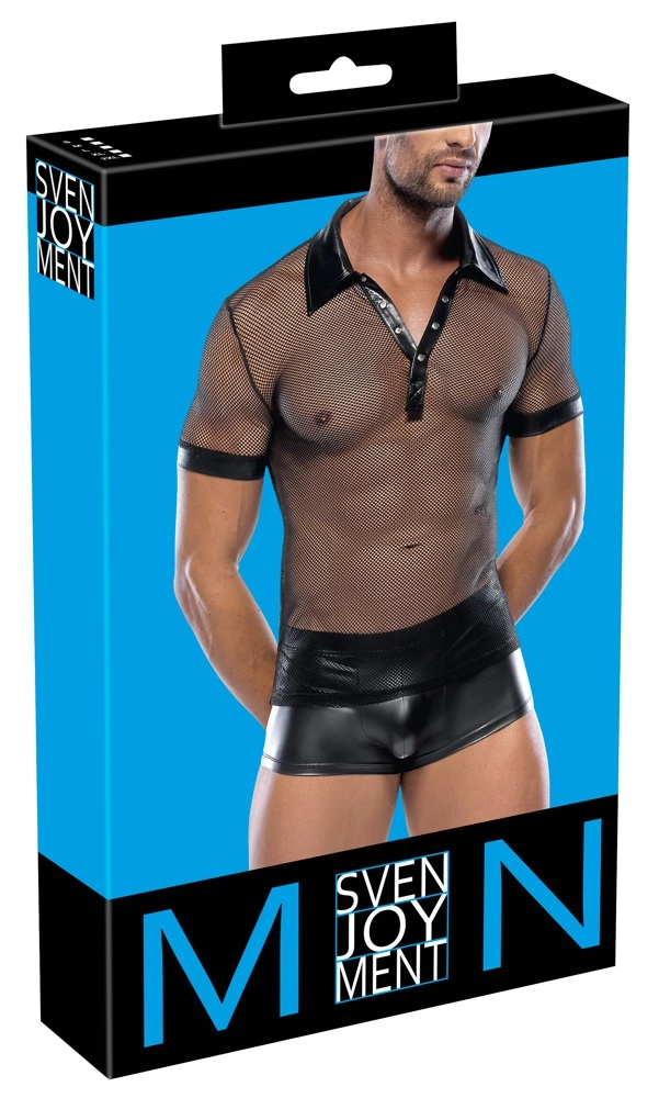 Svenjoyment Polo Mesh Czarna Koszulka Męska z Kołnierzykiem L