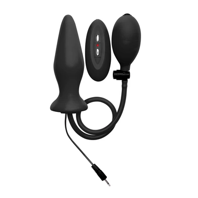 Nadmuchiwany korek analny wibracyjny  czarnego silikonu z pilotem zdalnego sterowania Inflatable Vibrating Silicone Plug