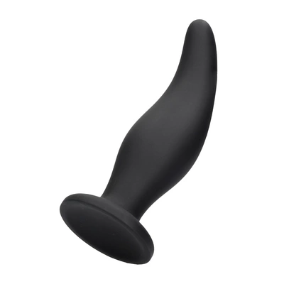 Korek analny zakrzywiony wykonany z czarnego silikonu Curve Butt Plug