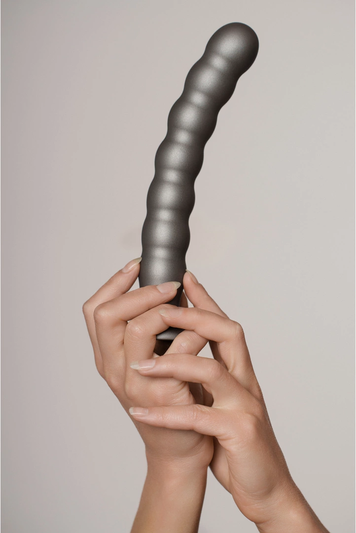 Ouch! Beaded G-Spot 20,5 cm - silikonowy model z przyssawką, fioletowy