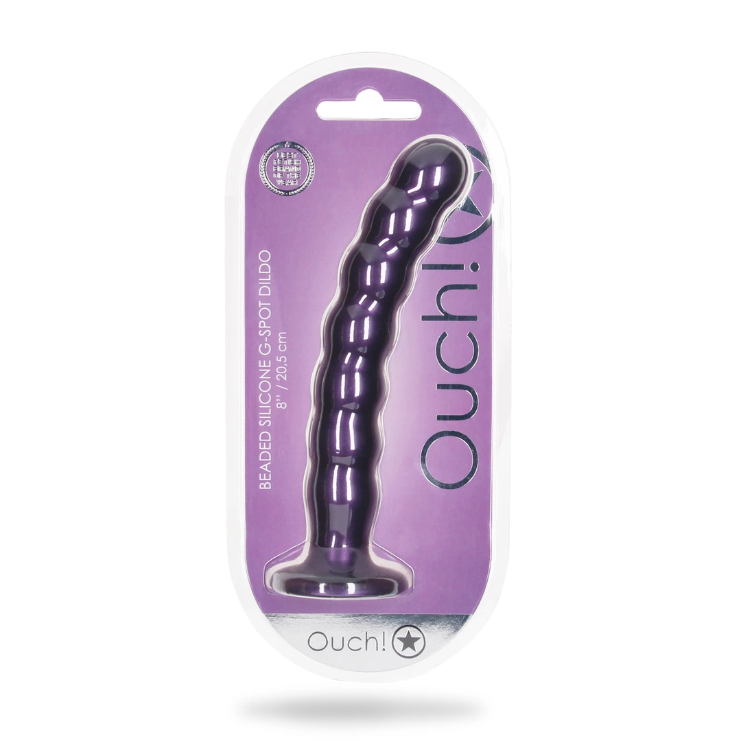 Ouch! Beaded G-Spot 20,5 cm - silikonowy model z przyssawką, fioletowy