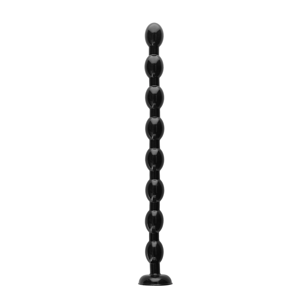 Dildo do masturbacji wykonane z czarnego silikonu z koralikami w kształcie węża Ouch! 48 cm