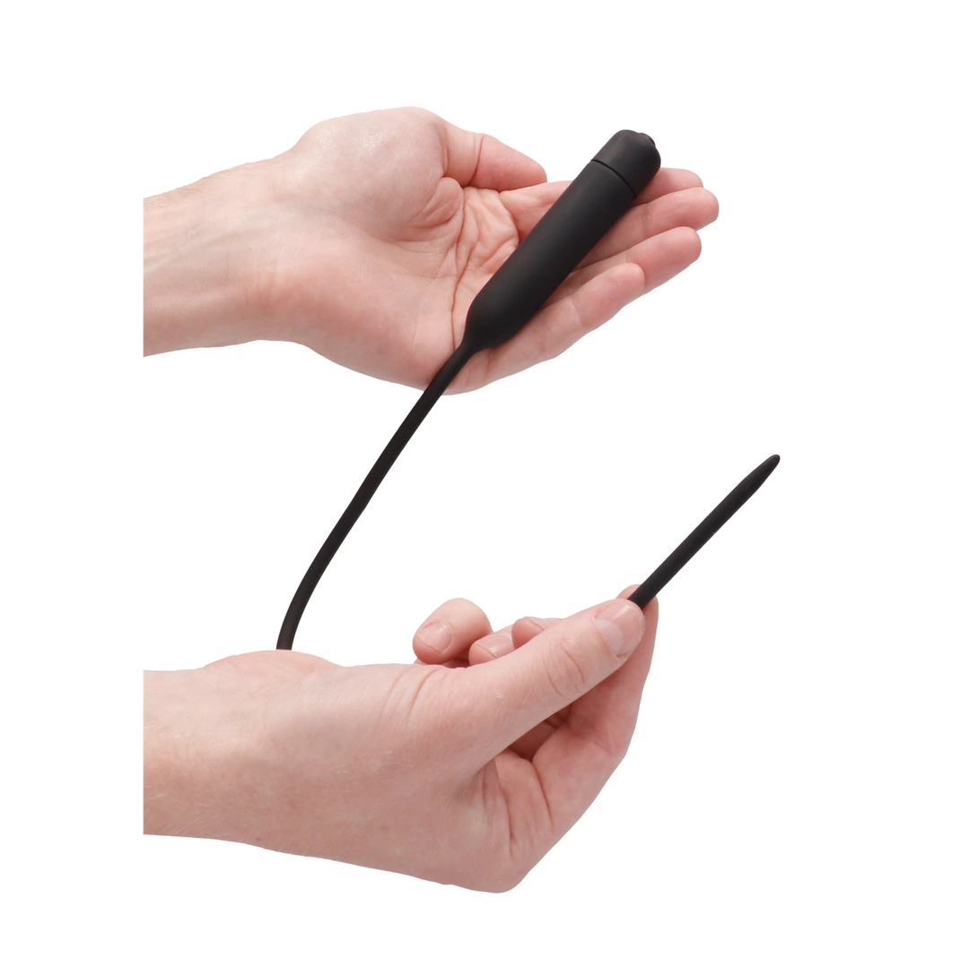 Wibrujący korek analny wykonany z czarnego silikonu Ouch!