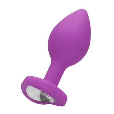 Korek analny wykonany z fioletowego silikonu z przezroczystym kryształem Ouch! 8 cm