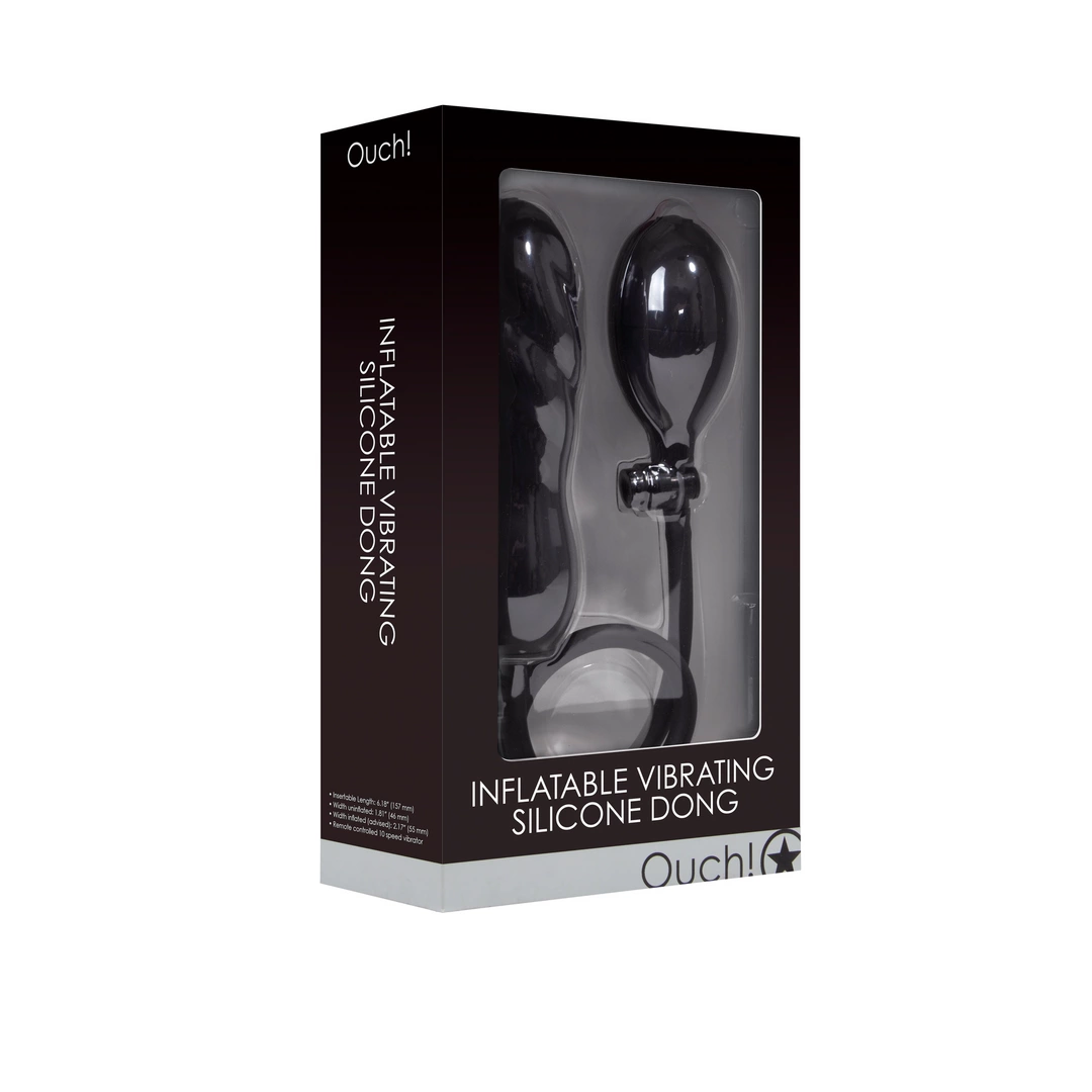 Nadmuchiwany silikonowy korek analny wykonany z czarnego silikonu Ouch! 16 cm