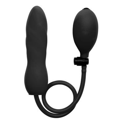 Nadmuchiwany silikonowy korek analny wykonany z czarnego silikonu Ouch! 16 cm