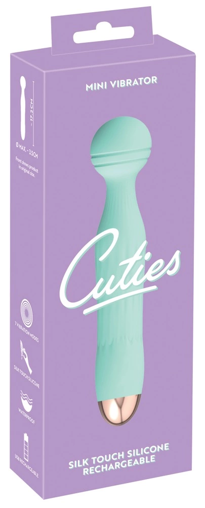 Wibrator do masturbacji pochwy wykonany z jasnoniebieskiego silikonu z główką Cuties 17 cm