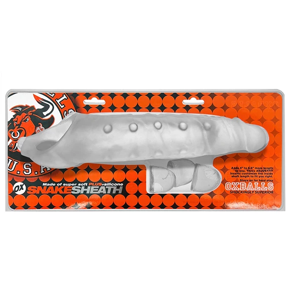 Nakładka na penisa z wypukłościami wykonanymi z przezroczystego silikonu Oxball snake Deep-reacher