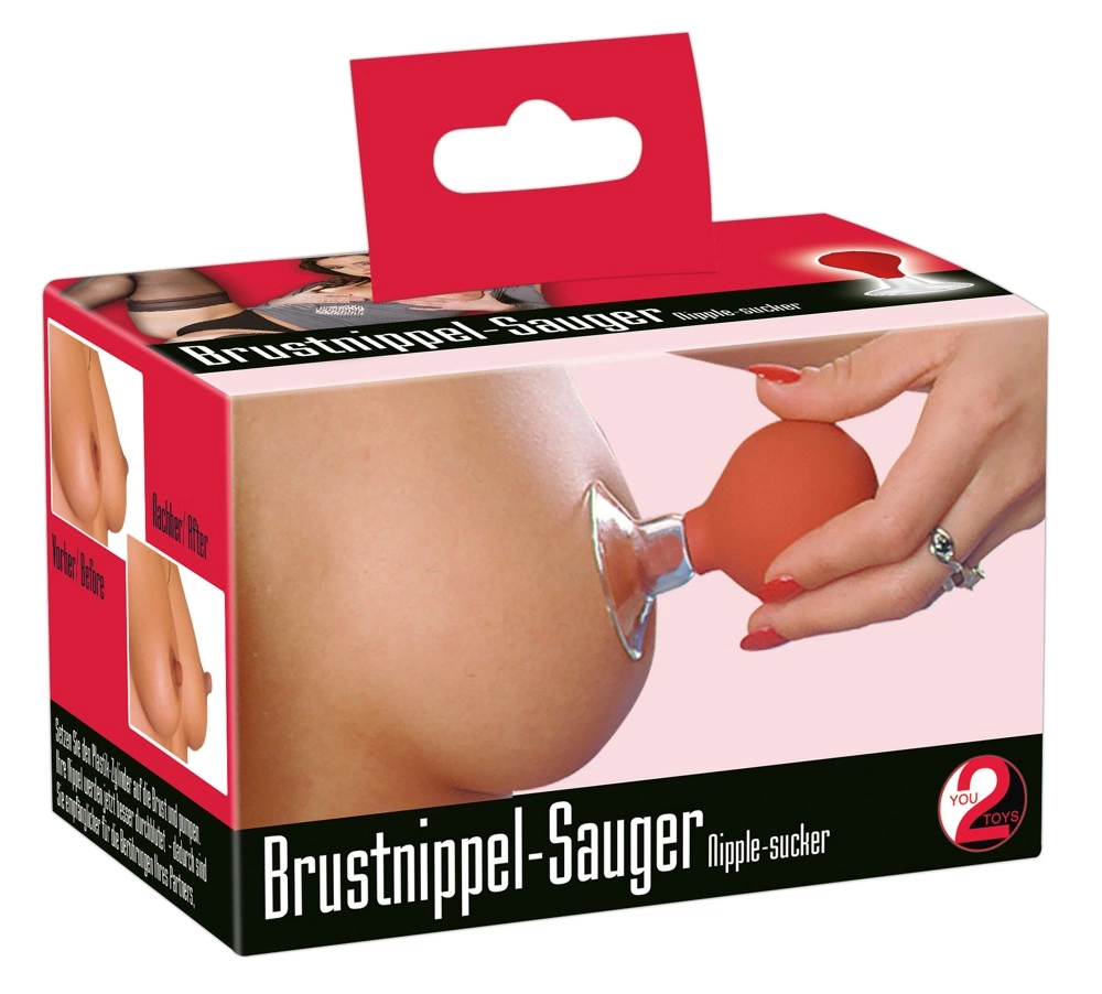 You2Toys Przyssawki do sutkow model z pompką, czerwono-przezroczyste 5,5 cm