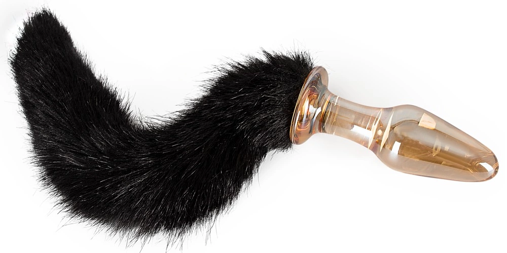 Korek analny wykonany z przezroczystego szkła z kocim ogonem You2Toys 12 cm