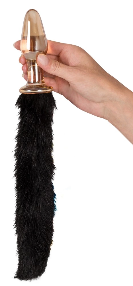 Korek analny wykonany z przezroczystego szkła z kocim ogonem You2Toys 12 cm