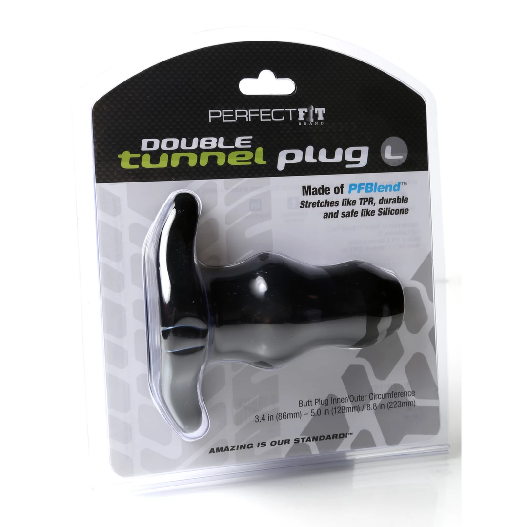 Plug analny podwójny tunel duży wykonane z silikonu w kolorze czarnym Perfect Fit Double Tunnel  Plug analny podwójny tunel duży wykonane z silikonu w kolorze czarnym Perfect Fit Double Tunnel