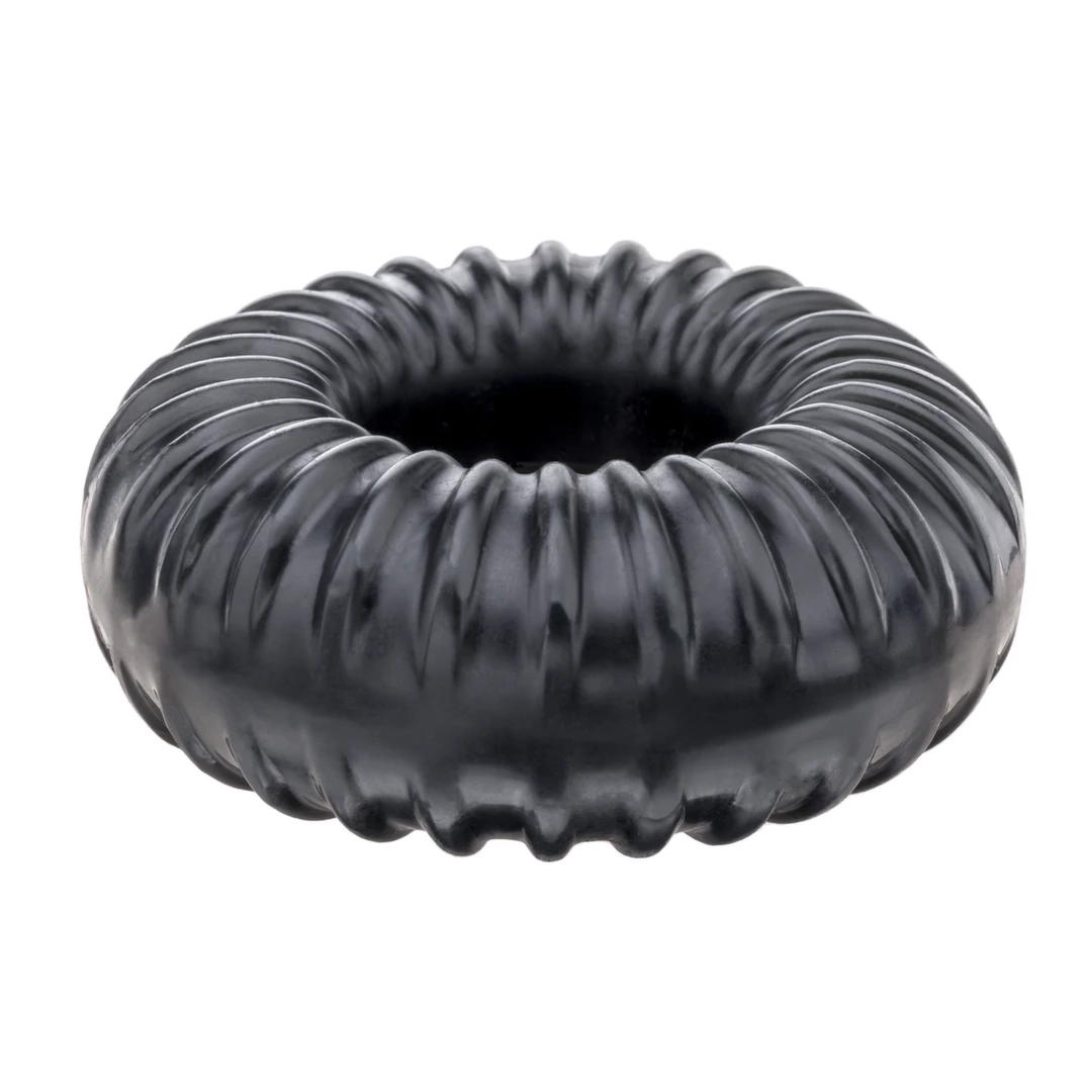 Pierścień erekcyjny silikonowy czarny na penisa  Perfect Fit Ribbed Ring 