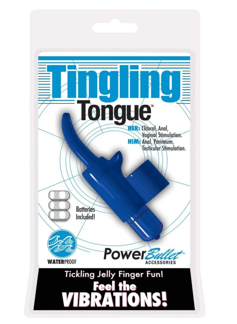 Wibrator na palec wykonany z silikonu w kolorze niebieskim PowerBullet Tingling Tongue