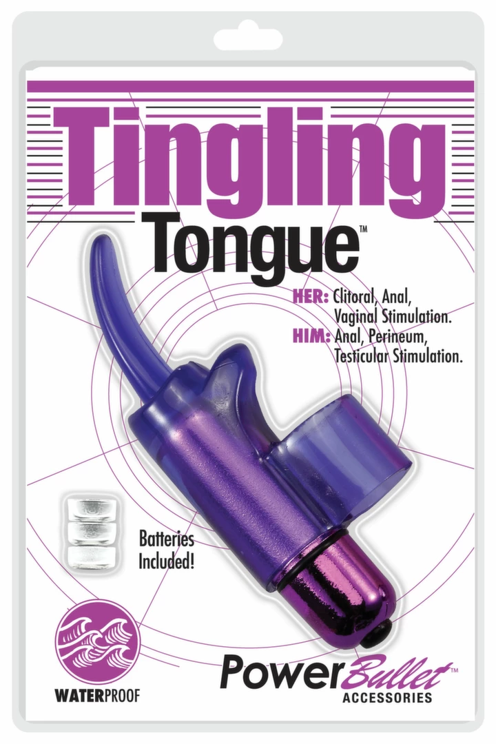 Wibrator na palec wykonany z silikonu w kolorze fioletowym PowerBullet Tingling Tongue