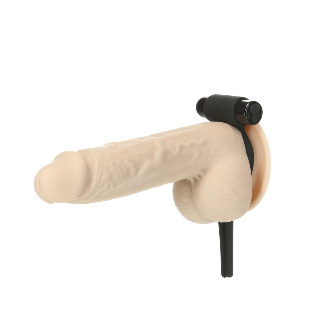 Wibrujący silikonowy pierścień na penisa czarny z regulatorem średnicy PowerBullet Bolo Adjustable  Wibrujący silikonowy pierścień na penisa czarny z regulatorem średnicy PowerBullet Bolo Adjustable