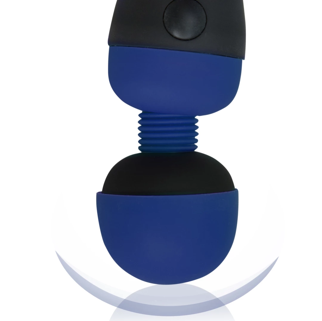 Wibrator silikonowy do masturbacji łechtaczki w kolorze czarno niebieskim PalmPower Recharge Wand Massager Wibrator silikonowy do masturbacji łechtaczki w kolorze czarno niebieskim PalmPower Recharge Wand Massager
