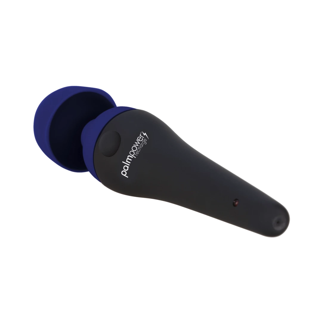 Wibrator silikonowy do masturbacji łechtaczki w kolorze czarno niebieskim PalmPower Recharge Wand Massager Wibrator silikonowy do masturbacji łechtaczki w kolorze czarno niebieskim PalmPower Recharge Wand Massager