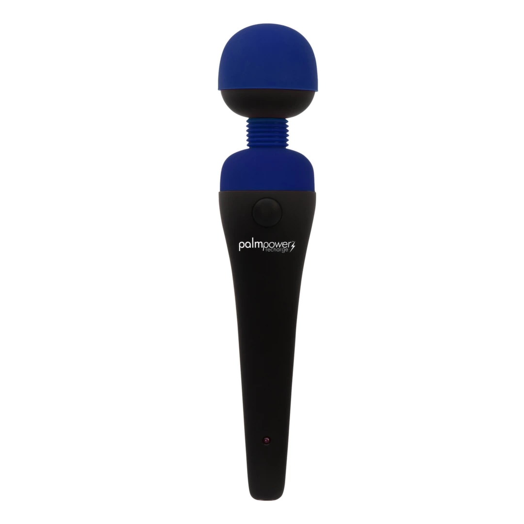 Wibrator silikonowy do masturbacji łechtaczki w kolorze czarno niebieskim PalmPower Recharge Wand Massager