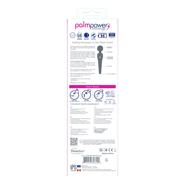 Wibrator silikonowy do masturbacji łechtaczki w kolorze czarno niebieskim PalmPower Recharge Wand Massager Wibrator silikonowy do masturbacji łechtaczki w kolorze czarno niebieskim PalmPower Recharge Wand Massager