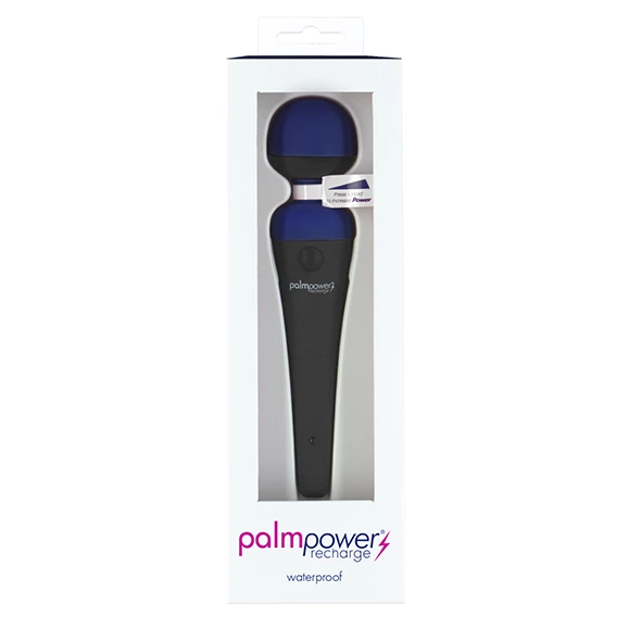 Wibrator silikonowy do masturbacji łechtaczki w kolorze czarno niebieskim PalmPower Recharge Wand Massager Wibrator silikonowy do masturbacji łechtaczki w kolorze czarno niebieskim PalmPower Recharge Wand Massager