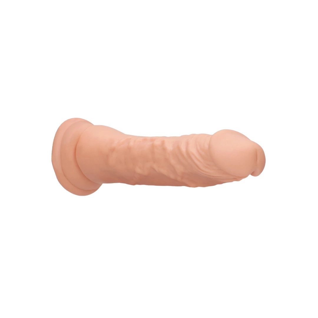 Realistyczne dildo do masturbacji wykonane z beżowych termoplastycznych elastomerów z przyssawką RealRock 23 cm