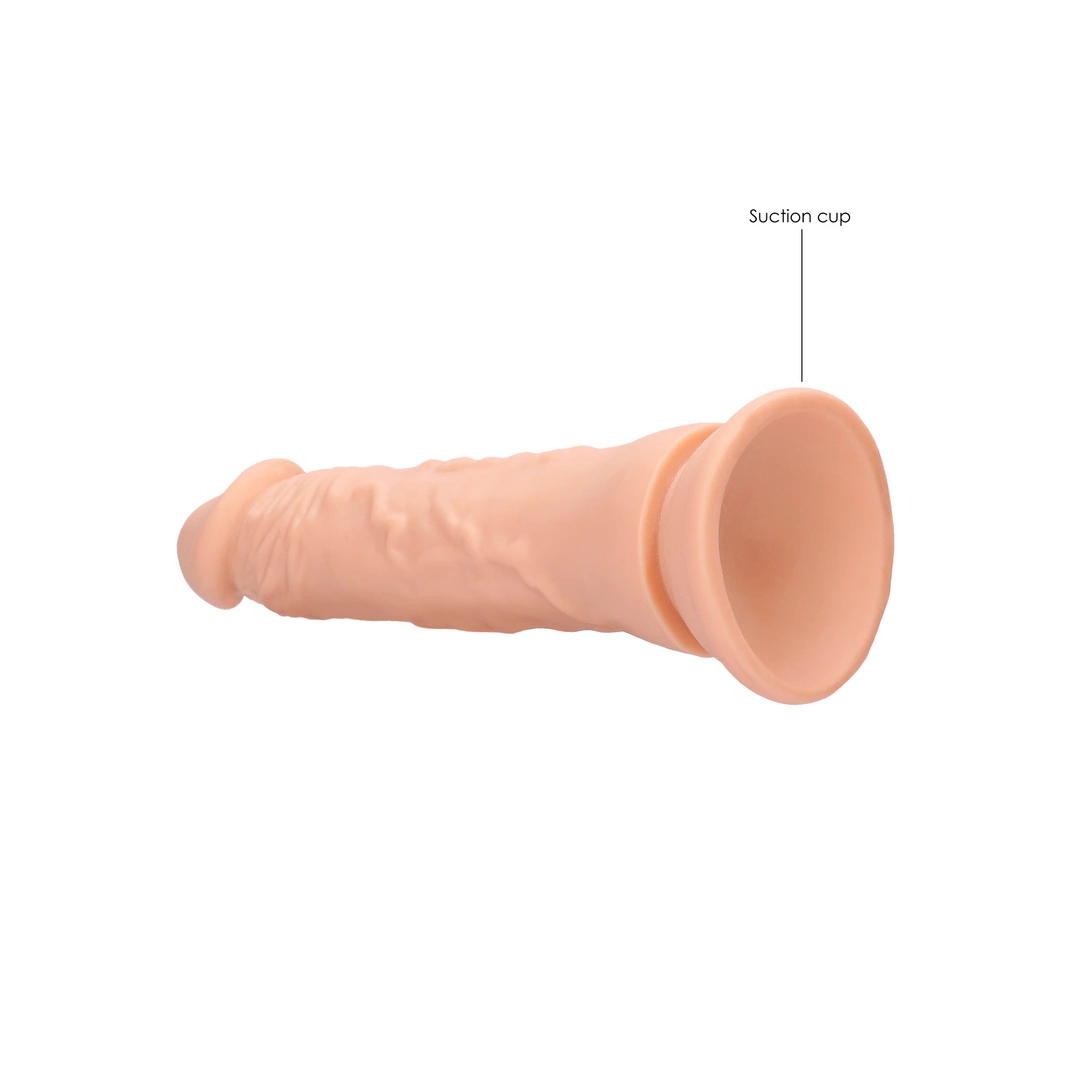 Realistyczne dildo do masturbacji wykonane z beżowych termoplastycznych elastomerów z przyssawką RealRock 17 cm