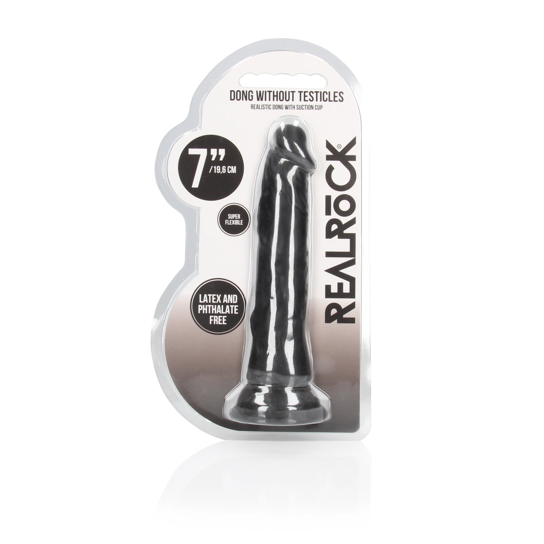 Realistyczne dildo do masturbacji wykonane z czarnego termoplastycznego elastomeru z przyssawką RealRock 17 cm