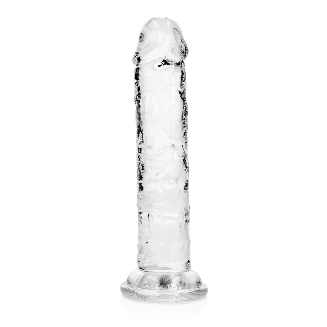 Realistyczne silikonowe przezroczyste dildo z przyssawką RealRock 16 cm
